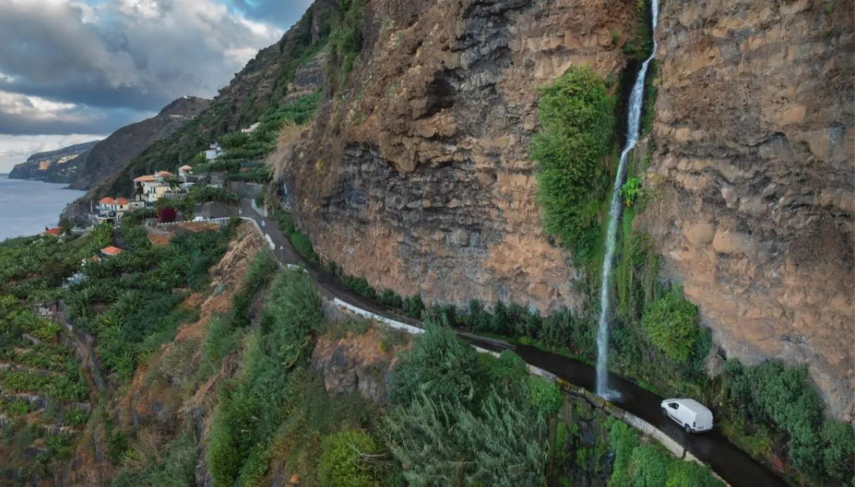 Angels’ Waterfall Dives Into the Middle of the Road